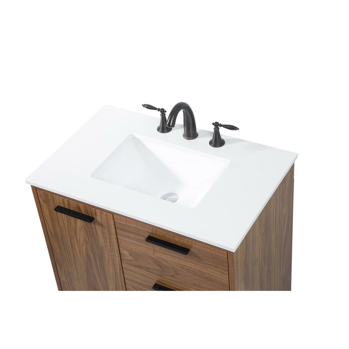 30 Inch Single Bathroom Vanity In Walnut Brown - View 6 - Joshua Marshal