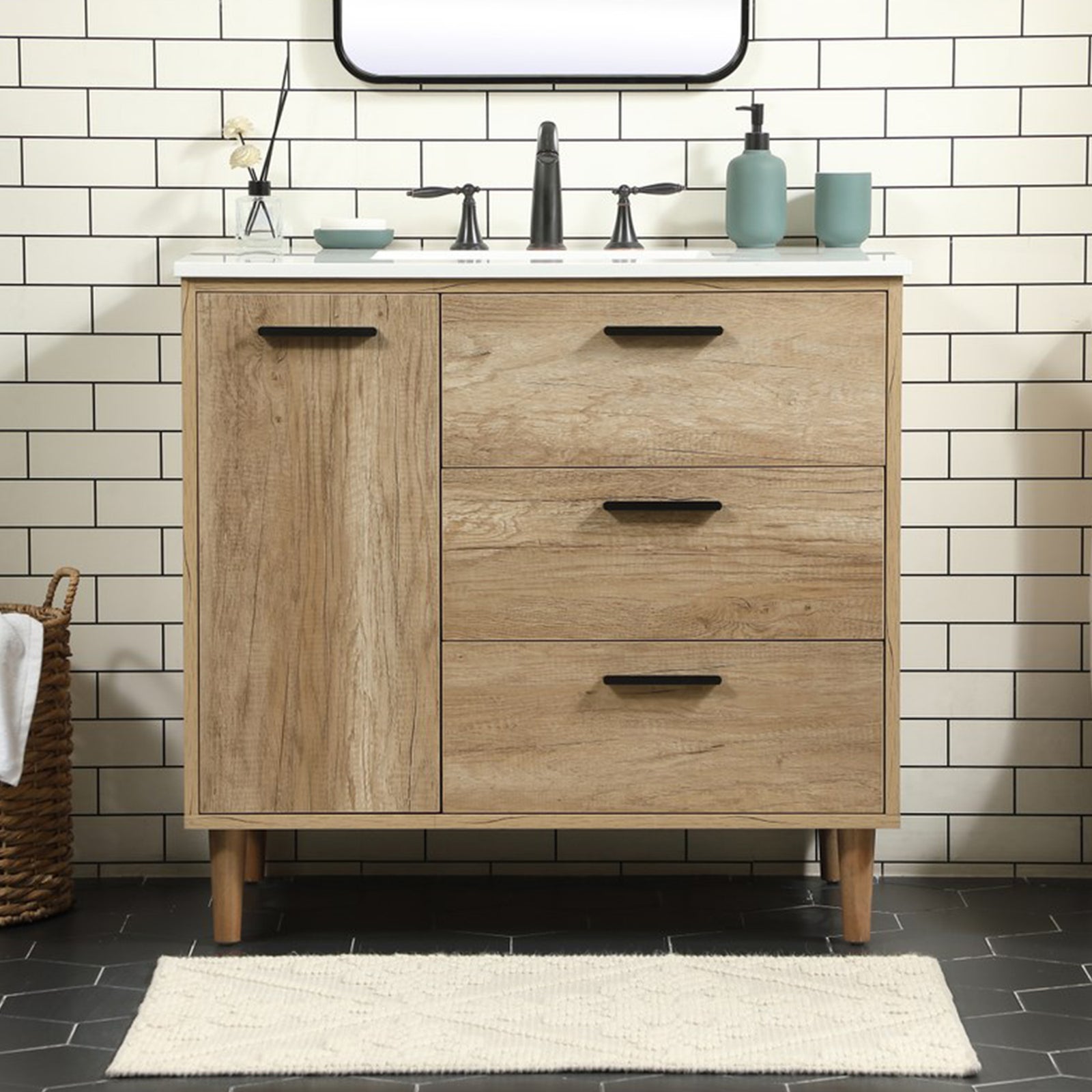 36 Inch Single Bathroom Vanity In Natural Oak Natural Oak Finish - KITCHEN & BATH by Joshua Marshal