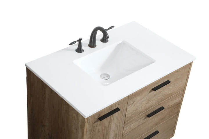 36 Inch Single Bathroom Vanity In Natural Oak - View 5 - Joshua Marshal