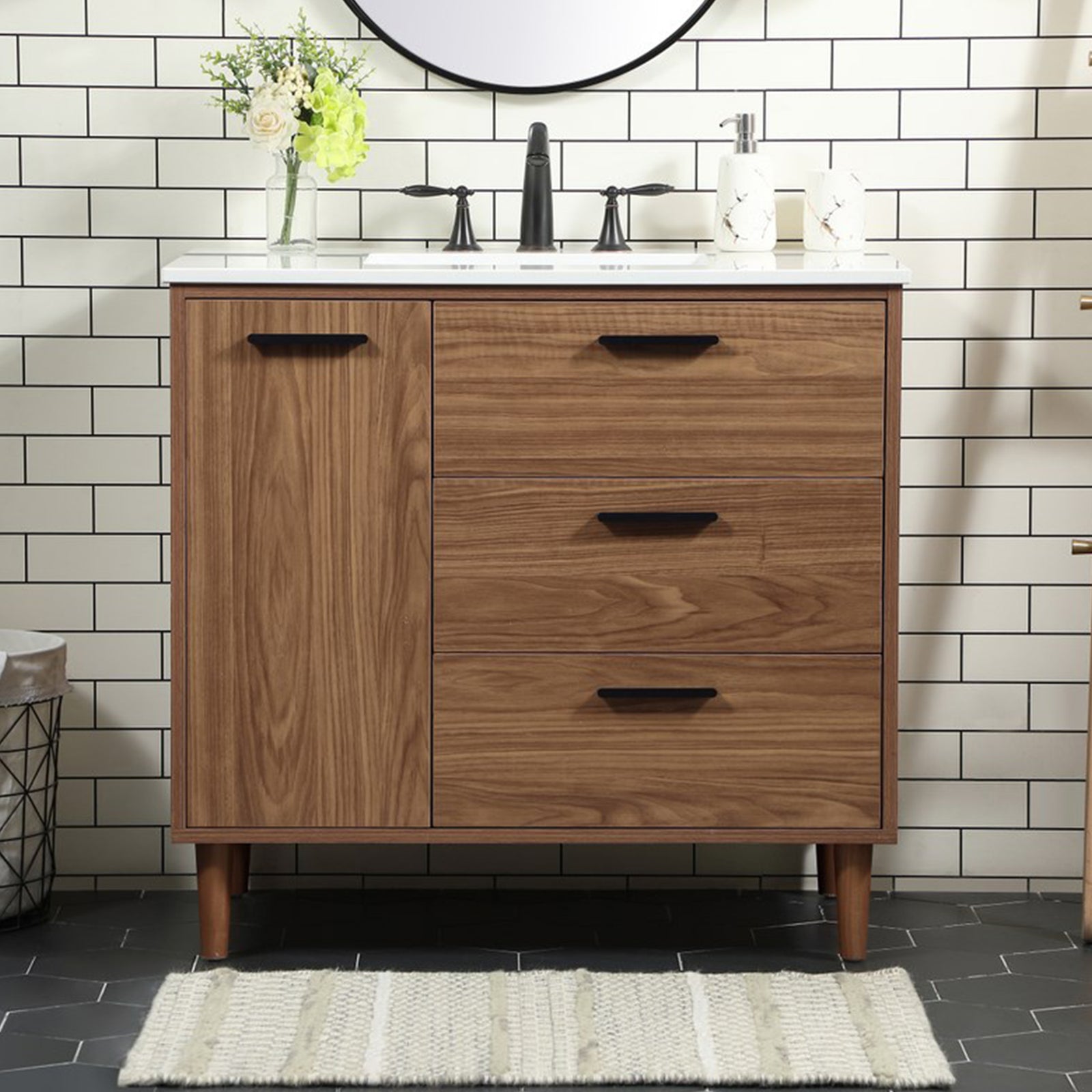 36 Inch Single Bathroom Vanity In Walnut Brown Walnut Brown Finish - KITCHEN & BATH by Joshua Marshal