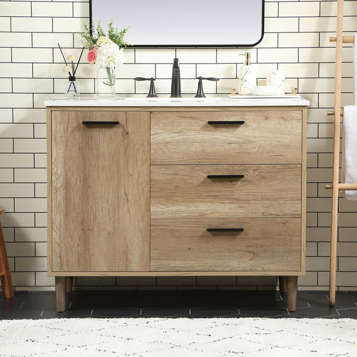 42 Inch Single Bathroom Vanity In Natural Oak Natural Oak Finish - KITCHEN & BATH by Joshua Marshal