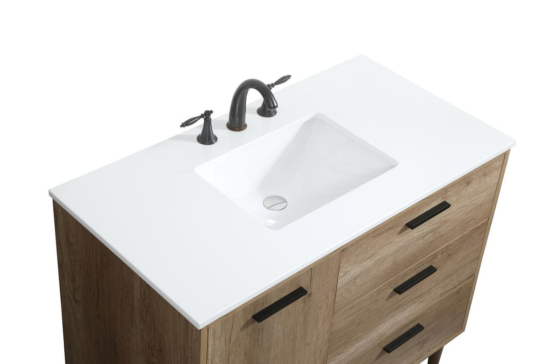 42 Inch Single Bathroom Vanity In Natural Oak - View 5 - Joshua Marshal