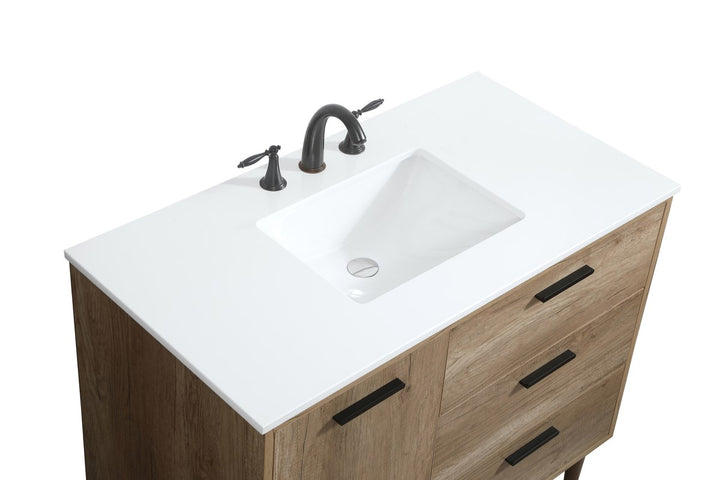 42 Inch Single Bathroom Vanity In Natural Oak - View 5 - Joshua Marshal