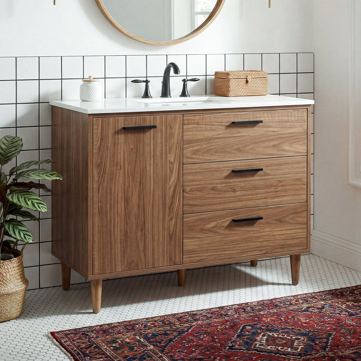 42 Inch Single Bathroom Vanity In Walnut Brown Walnut Brown Finish - KITCHEN & BATH by Joshua Marshal