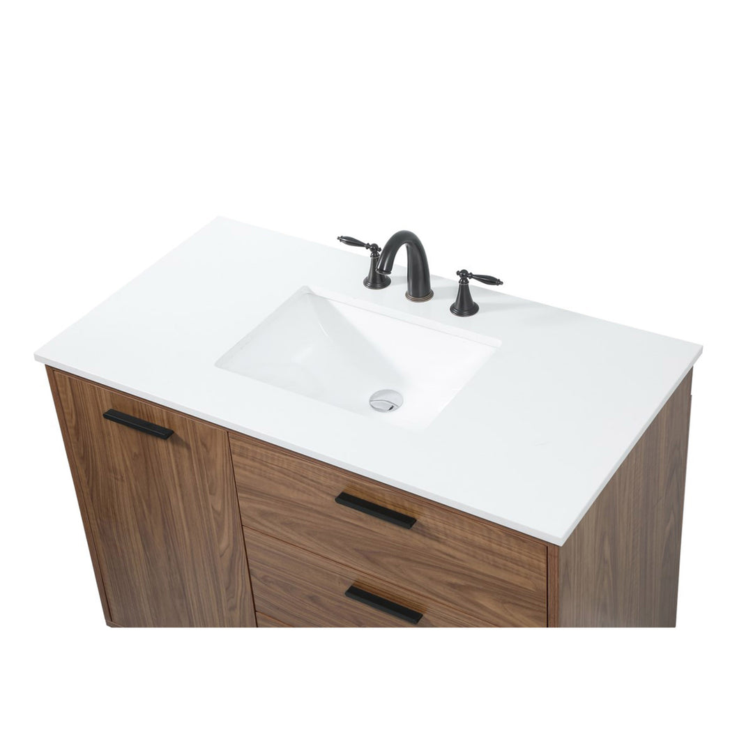 42 Inch Single Bathroom Vanity In Walnut Brown - View 6 - Joshua Marshal