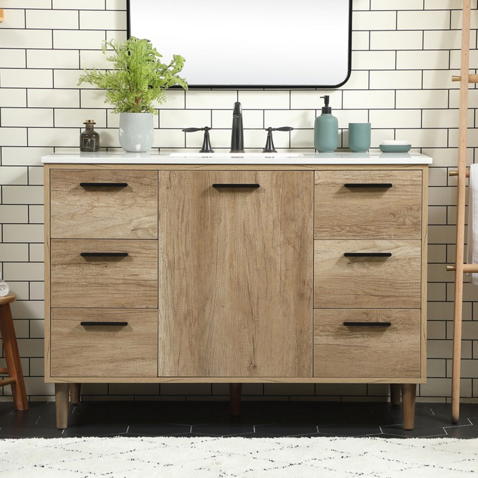 48 Inch Single Bathroom Vanity In Natural Oak Natural Oak Finish - KITCHEN & BATH by Joshua Marshal
