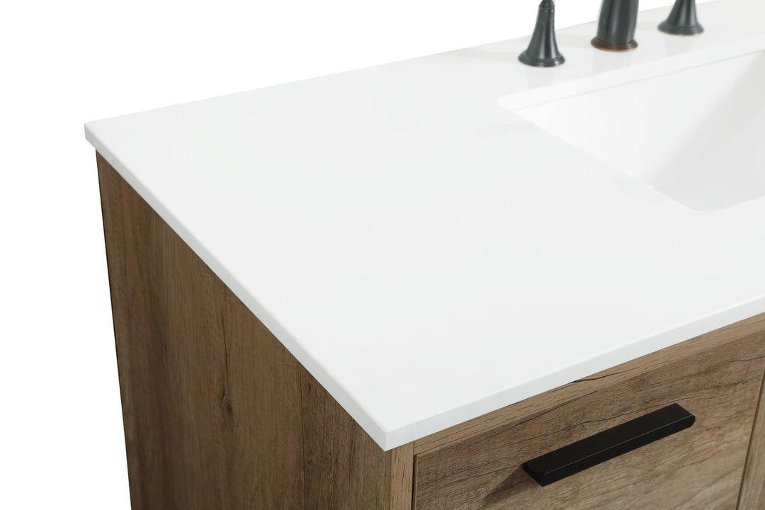 48 Inch Single Bathroom Vanity In Natural Oak - View 5 - Joshua Marshal