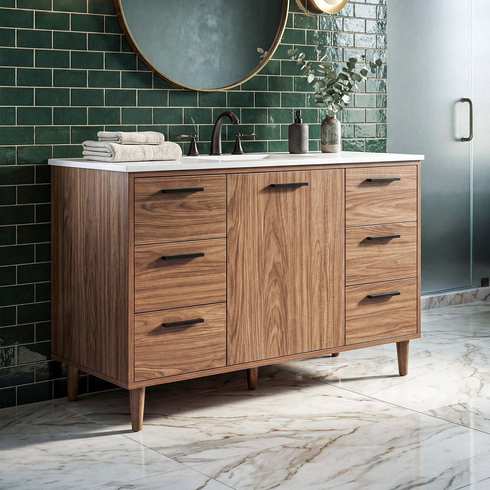48 Inch Single Bathroom Vanity In Walnut Brown Walnut Brown Finish - KITCHEN & BATH by Joshua Marshal