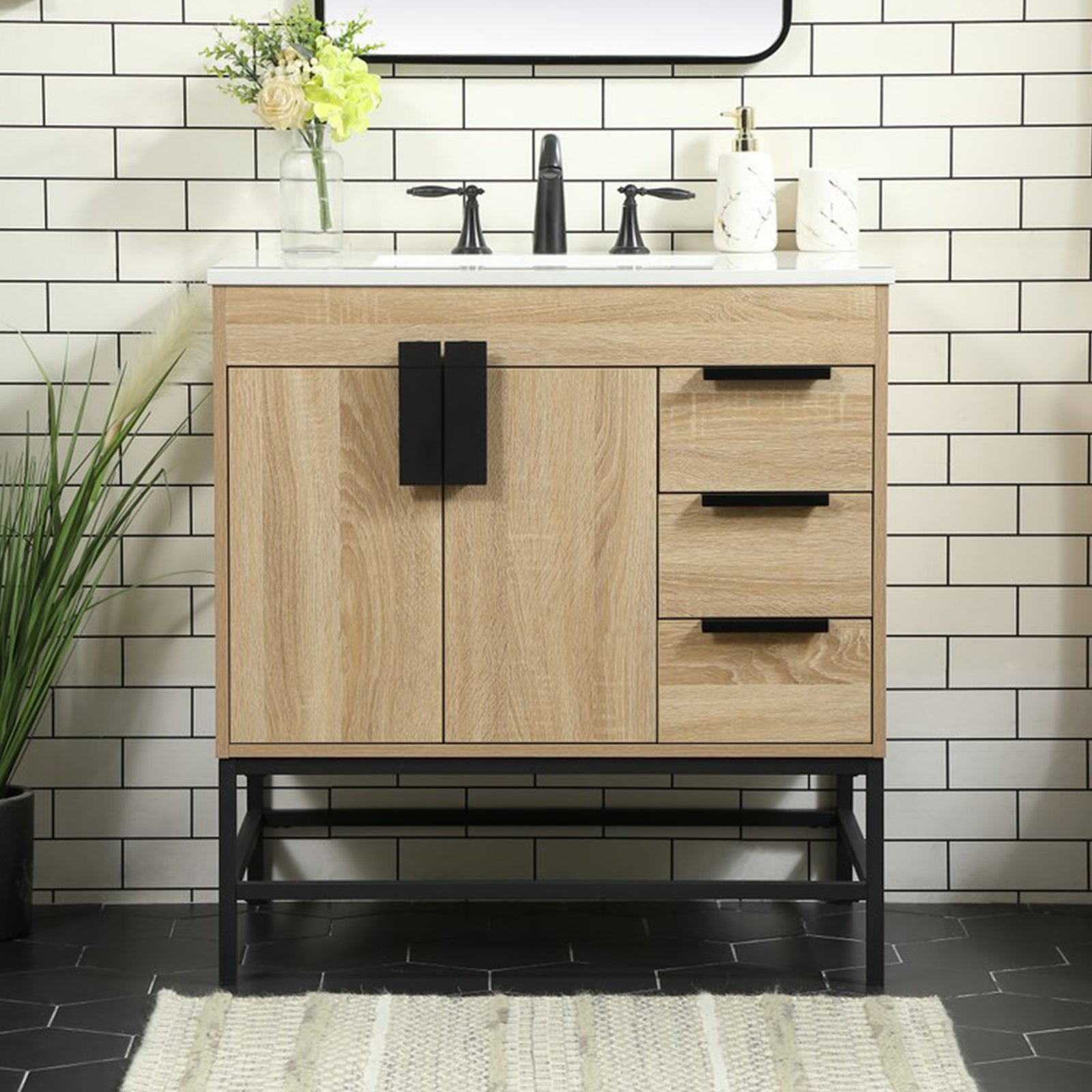32 Inch Single Bathroom Vanity In Mango Wood Mango Wood Finish - KITCHEN & BATH by Joshua Marshal
