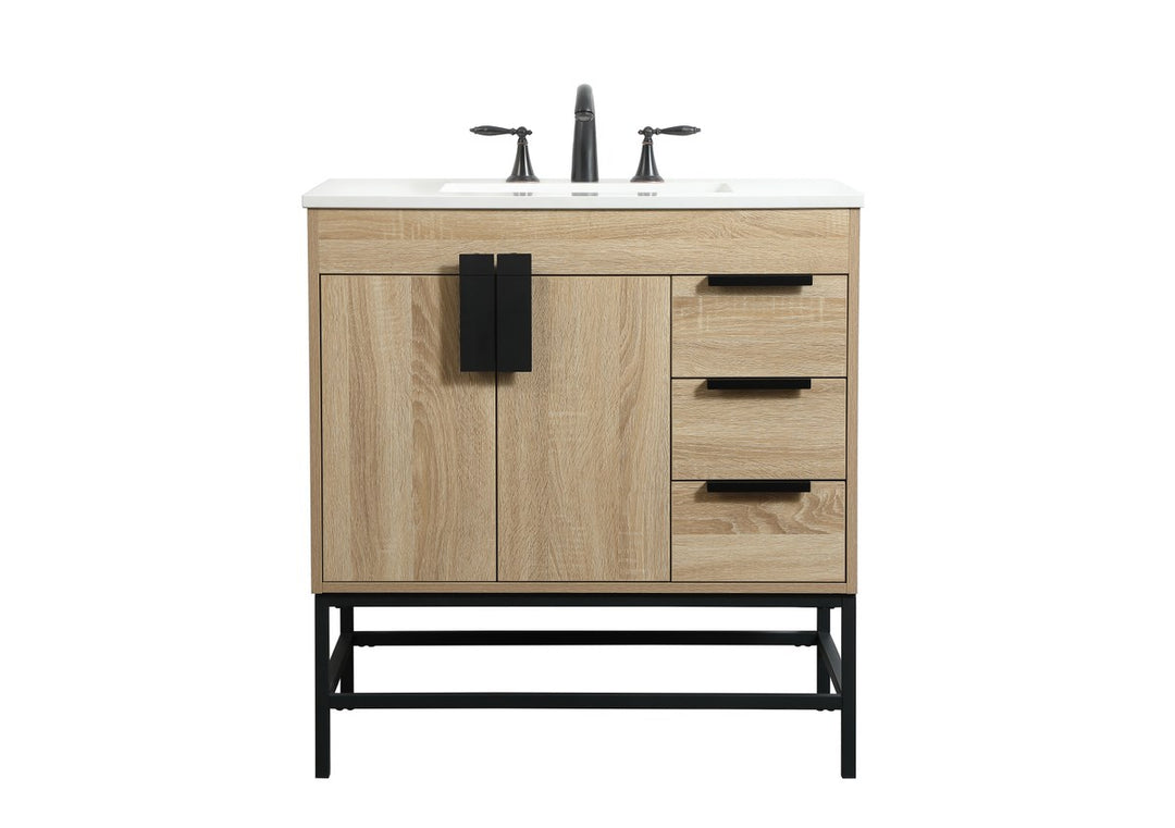 32 Inch Single Bathroom Vanity In Mango Wood - View 3 - Joshua Marshal