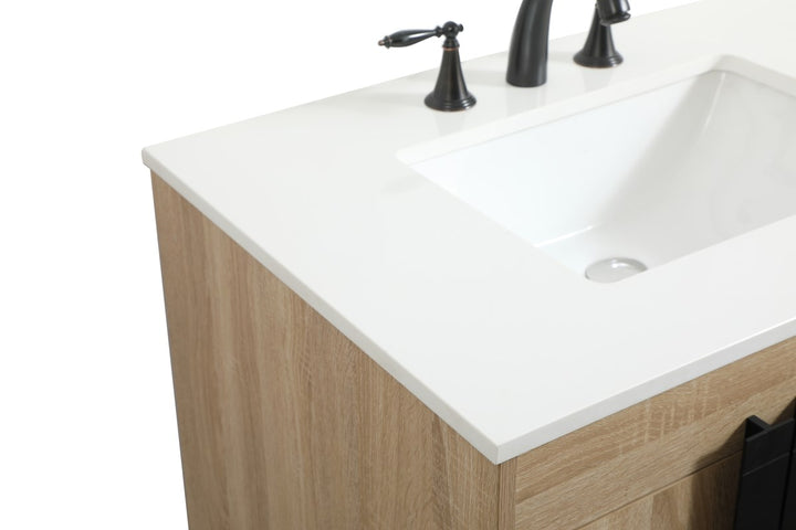 32 Inch Single Bathroom Vanity In Mango Wood - View 4 - Joshua Marshal