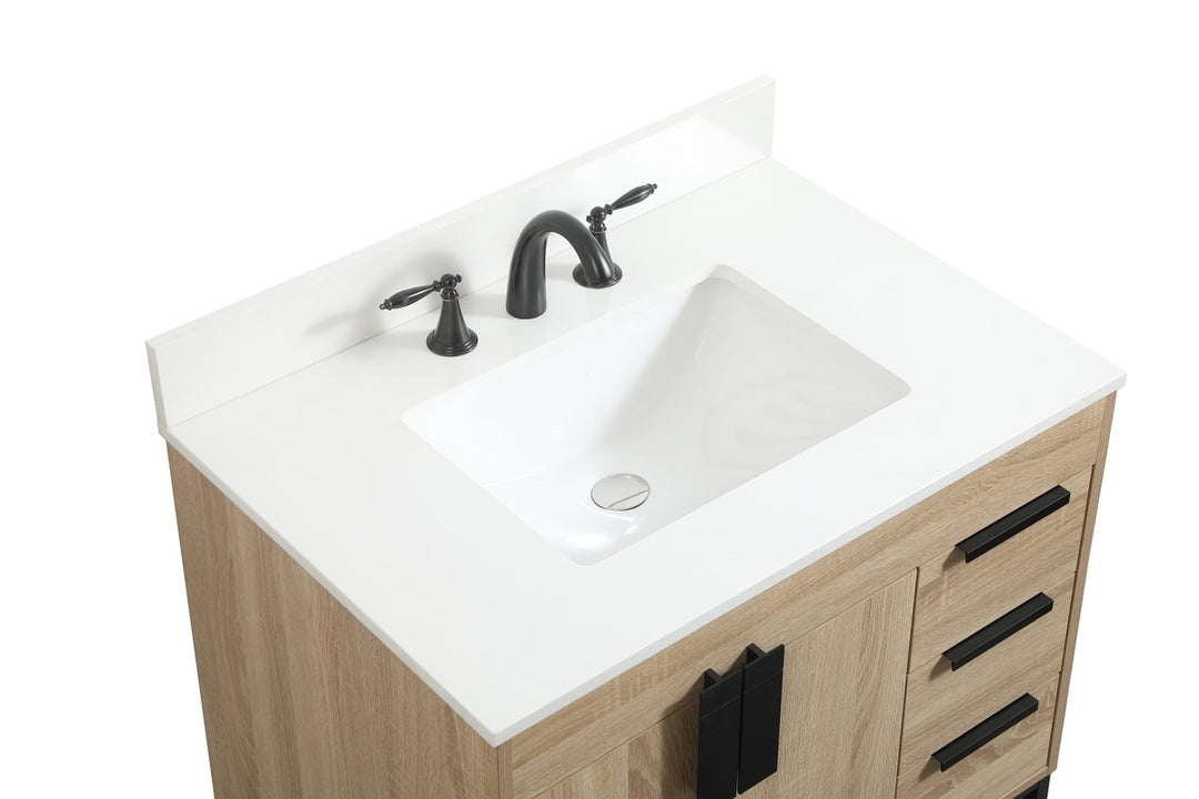 32 Inch Single Bathroom Vanity In Mango Wood With Backsplash - View 5 - Joshua Marshal