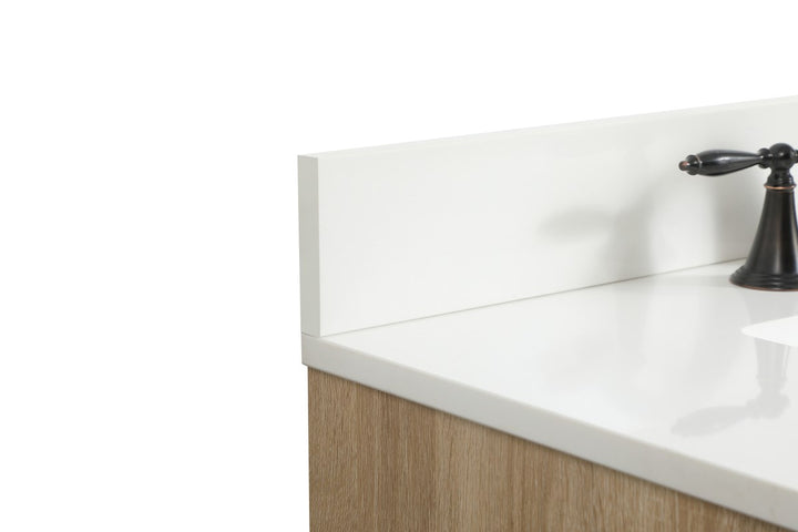 32 Inch Single Bathroom Vanity In Mango Wood With Backsplash - View 6 - Joshua Marshal