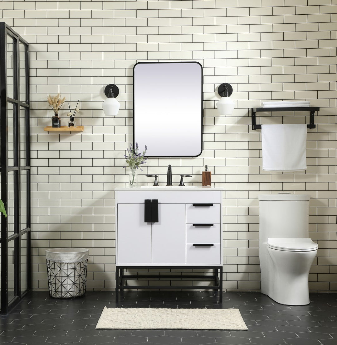 32 Inch Single Bathroom Vanity In White - View 2 - Joshua Marshal