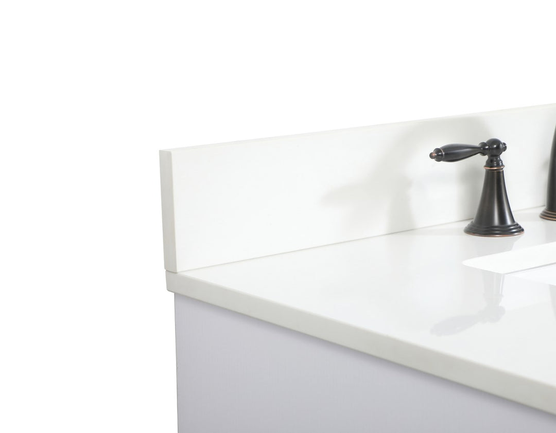 32 Inch Single Bathroom Vanity In White With Backsplash - View 6 - Joshua Marshal