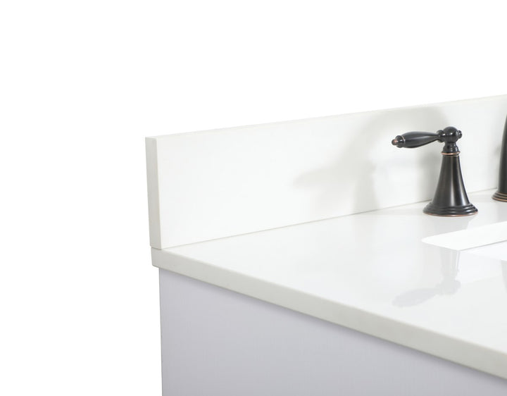 32 Inch Single Bathroom Vanity In White With Backsplash - View 6 - Joshua Marshal