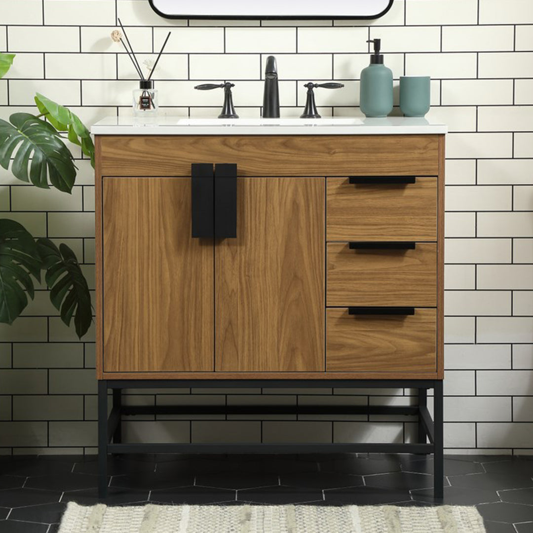 32 Inch Single Bathroom Vanity In Walnut Brown Walnut Brown Finish - KITCHEN & BATH by Joshua Marshal
