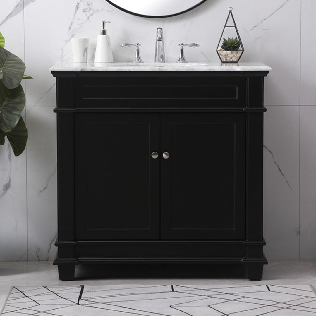 36 Inch Single Bathroom Vanity Set In Black Black Finish - KITCHEN & BATH by Joshua Marshal