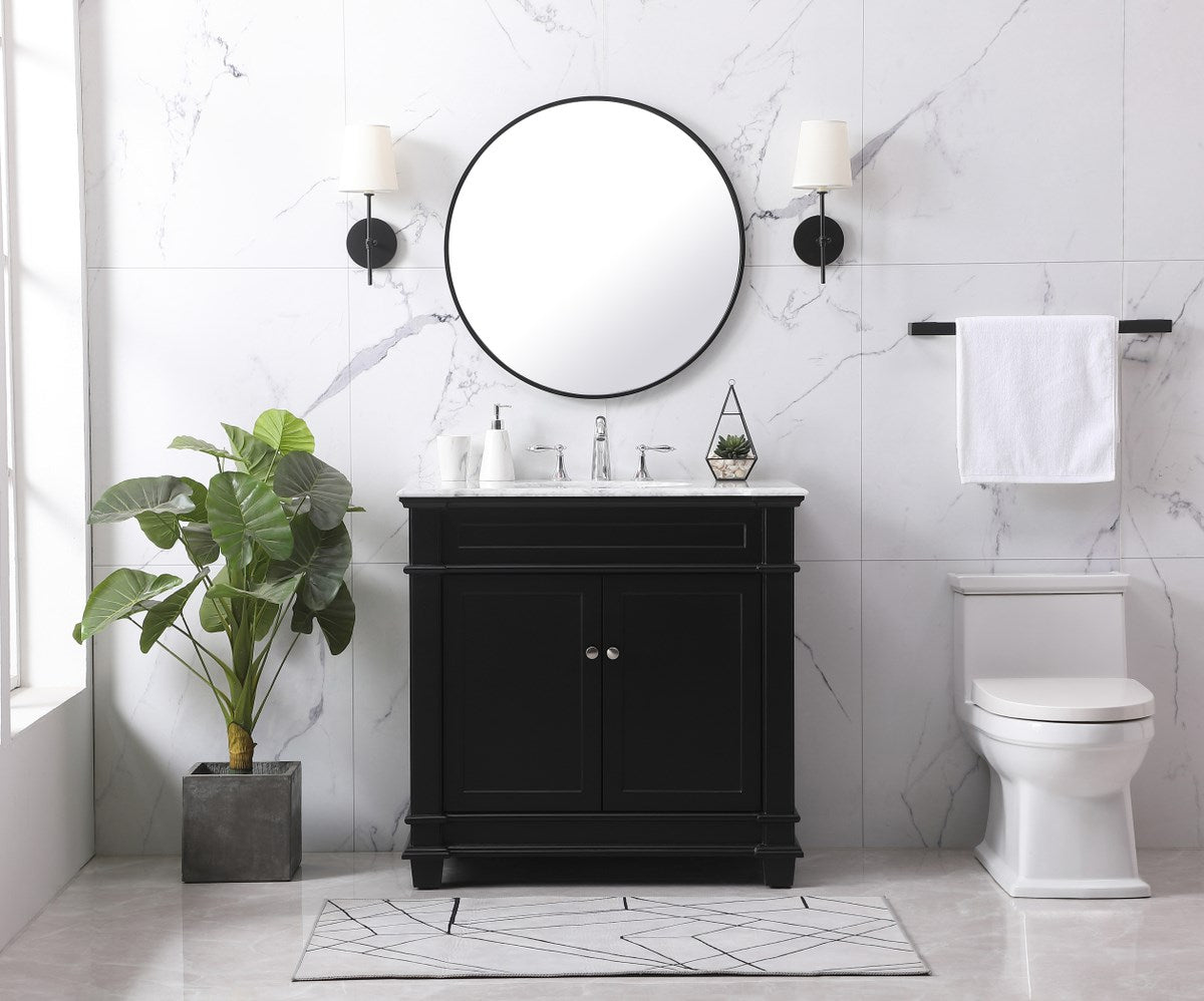 36 Inch Single Bathroom Vanity Set In Black - View 2 - Joshua Marshal