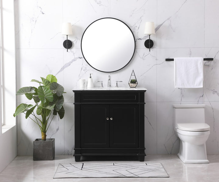 36 Inch Single Bathroom Vanity Set In Black - View 2 - Joshua Marshal
