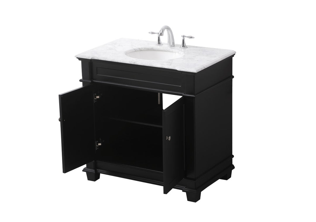 36 Inch Single Bathroom Vanity Set In Black - View 4 - Joshua Marshal