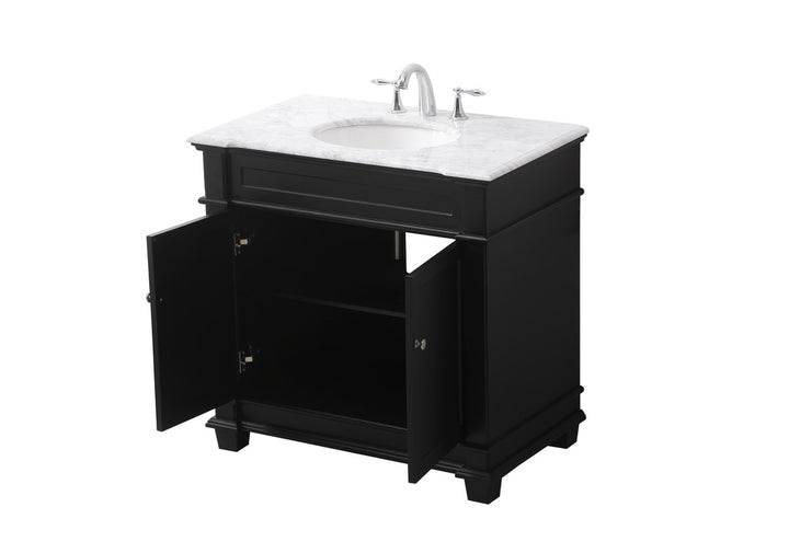 36 Inch Single Bathroom Vanity Set In Black - View 4 - Joshua Marshal