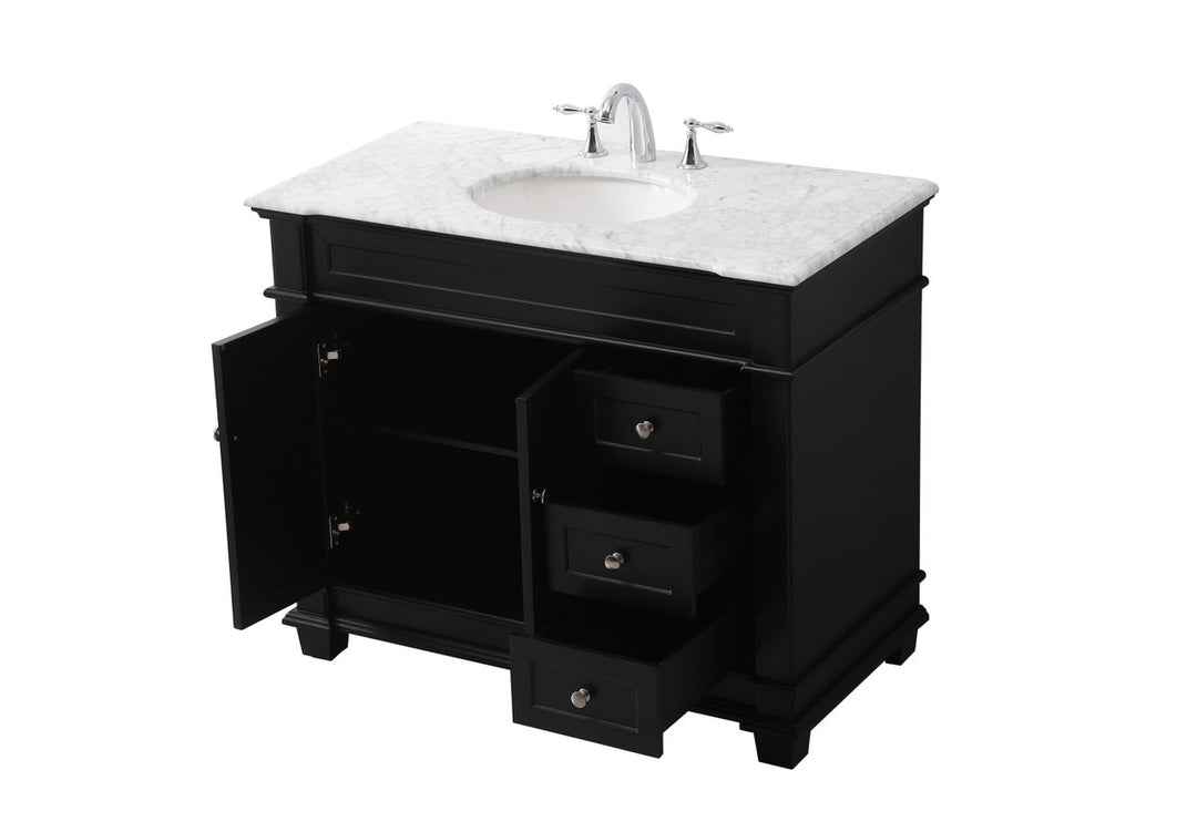 42 Inch Single Bathroom Vanity Set In Black - View 4 - Joshua Marshal