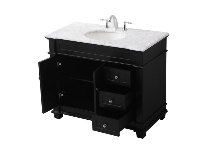 42 Inch Single Bathroom Vanity Set In Black - View 4 - Joshua Marshal