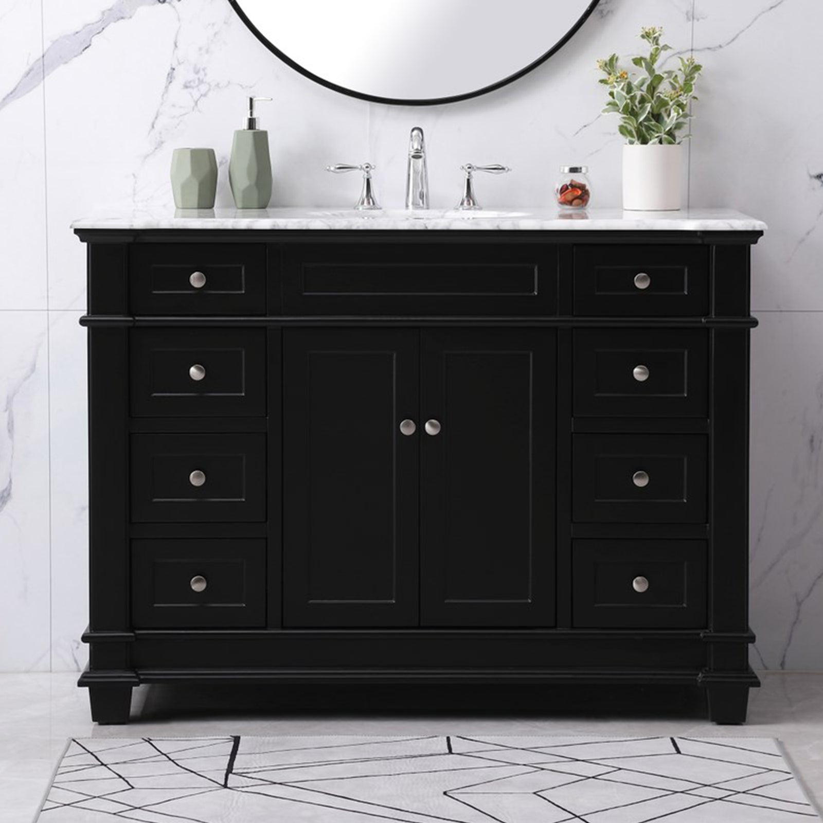 48 Inch Single Bathroom Vanity Set In Black Black Finish - KITCHEN & BATH by Joshua Marshal