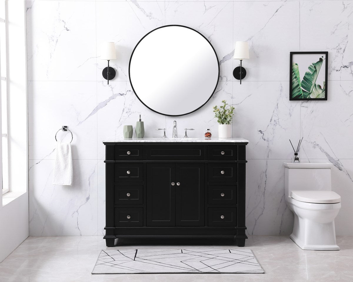 48 Inch Single Bathroom Vanity Set In Black - View 2 - Joshua Marshal