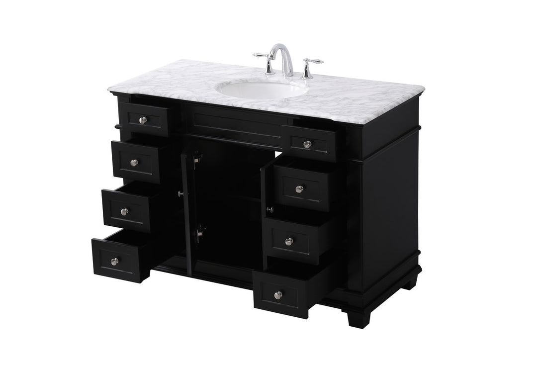 48 Inch Single Bathroom Vanity Set In Black - View 4 - Joshua Marshal