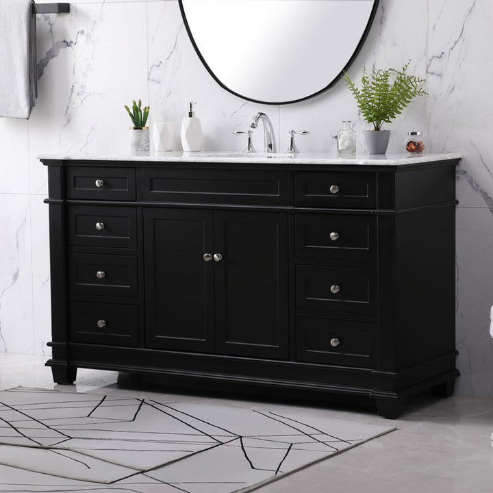 60 Inch Single Bathroom Vanity Set In Black Black Finish - KITCHEN & BATH by Joshua Marshal