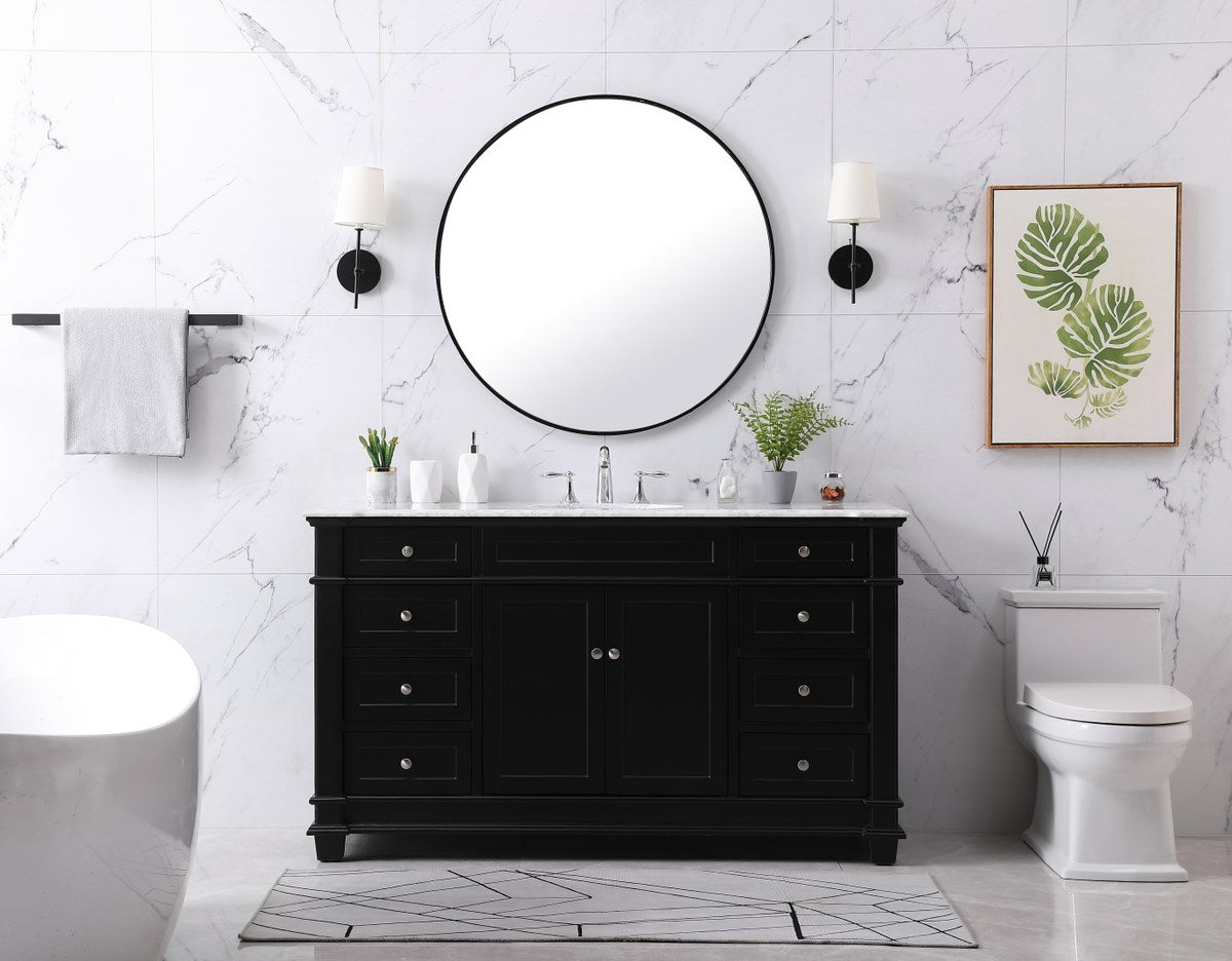 60 Inch Single Bathroom Vanity Set In Black - View 2 - Joshua Marshal