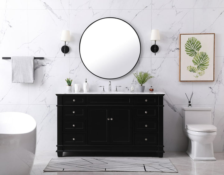 60 Inch Single Bathroom Vanity Set In Black - View 2 - Joshua Marshal