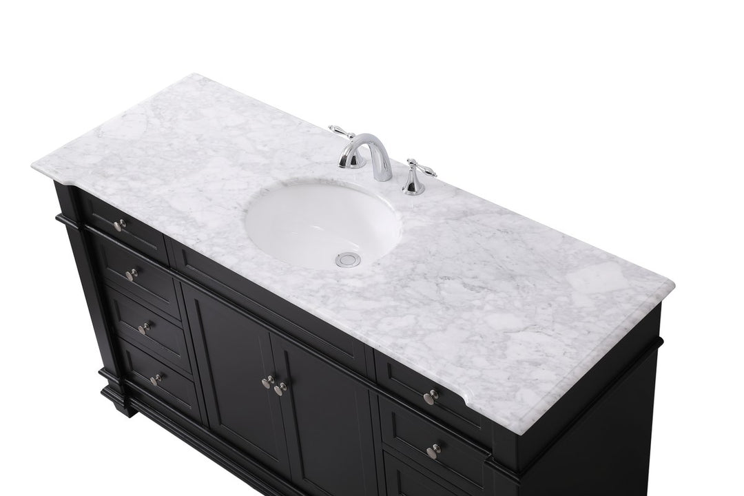 60 Inch Single Bathroom Vanity Set In Black - View 3 - Joshua Marshal