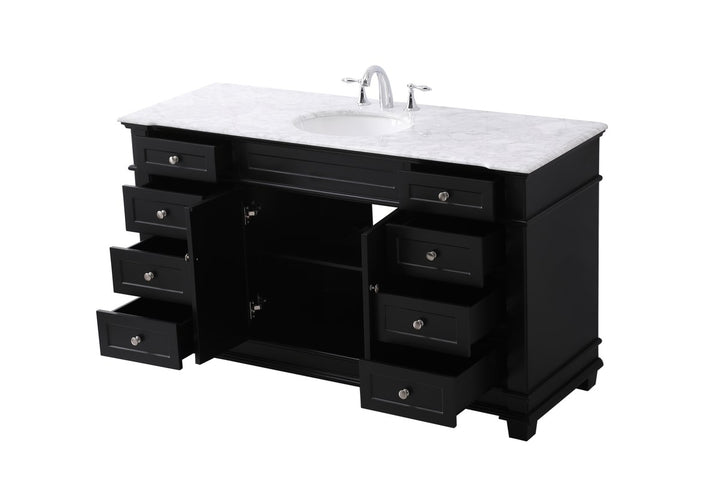 60 Inch Single Bathroom Vanity Set In Black - View 4 - Joshua Marshal