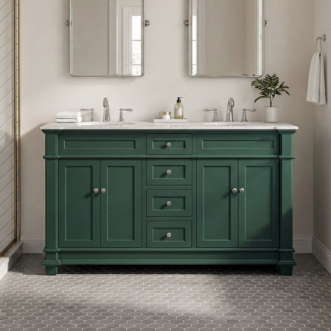 60 Inch Double Bathroom Vanity Set In Black Black Finish - KITCHEN & BATH by Joshua Marshal