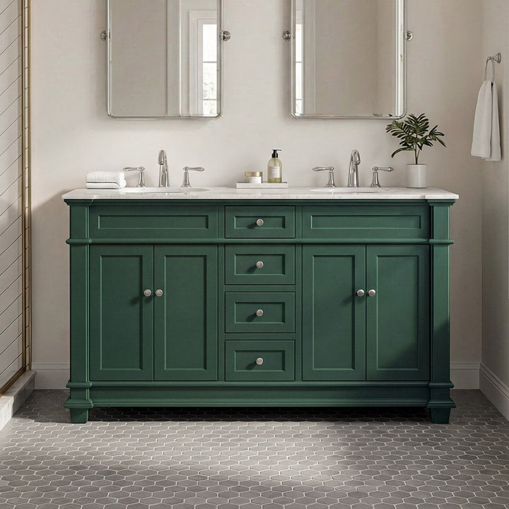 60 Inch Double Bathroom Vanity Set In Black Black Finish - KITCHEN & BATH by Joshua Marshal