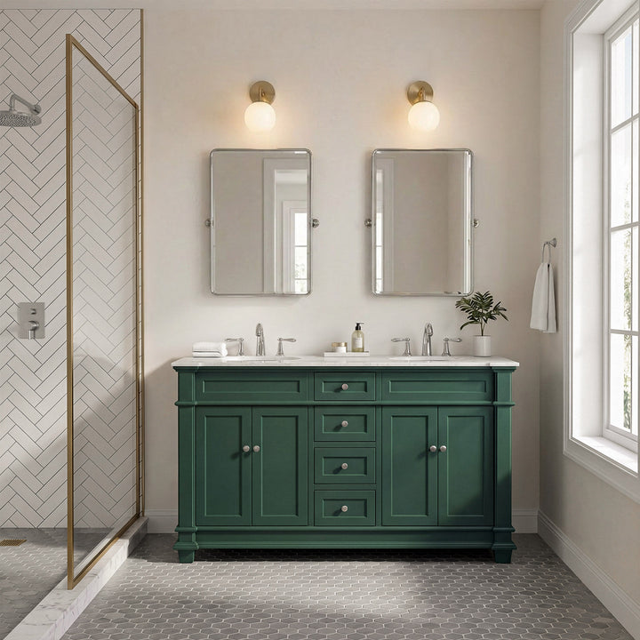 60 Inch Double Bathroom Vanity Set In Black - View 2 - Joshua Marshal