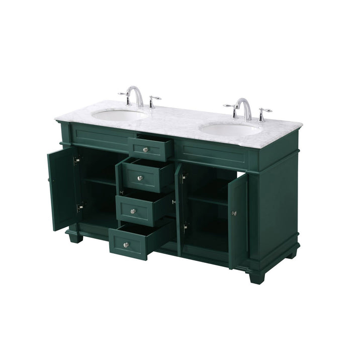 60 Inch Double Bathroom Vanity Set In Black - View 5 - Joshua Marshal