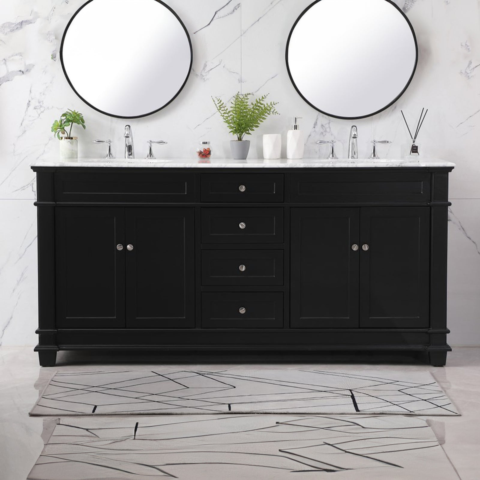 72 Inch Double Bathroom Vanity Set In Black Black Finish - KITCHEN & BATH by Joshua Marshal
