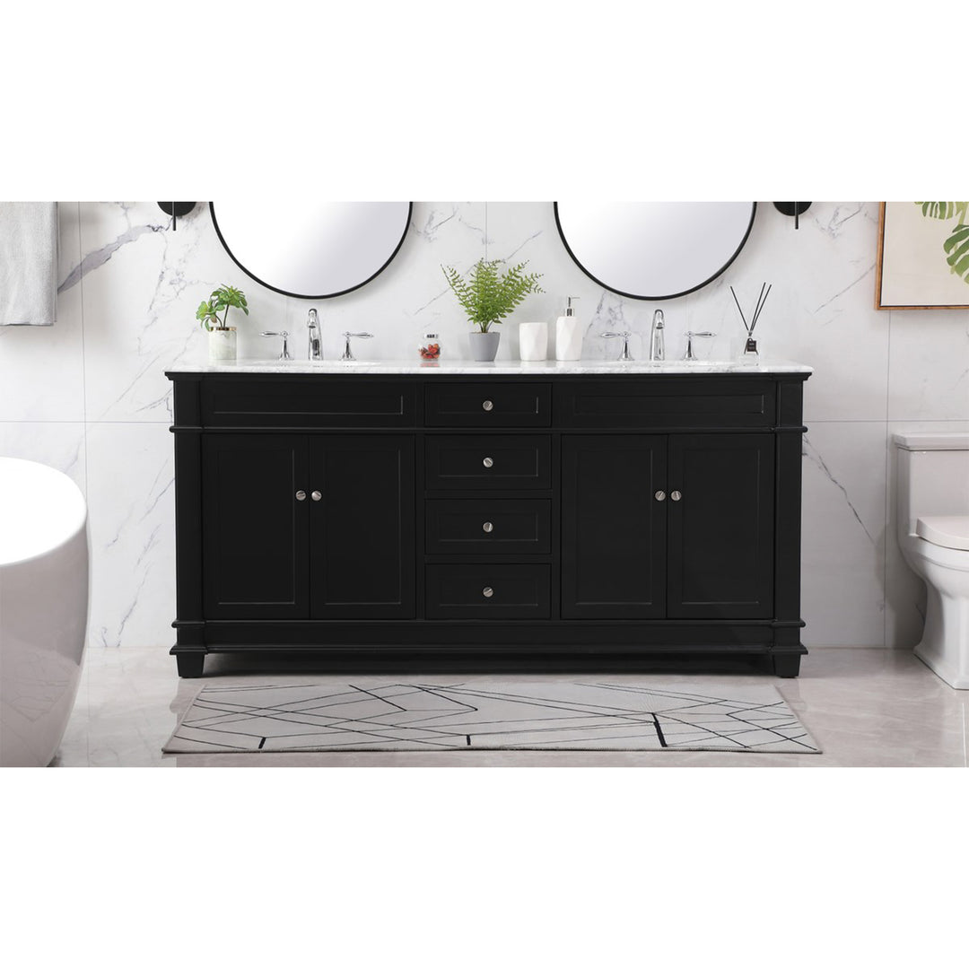 72 Inch Double Bathroom Vanity Set In Black