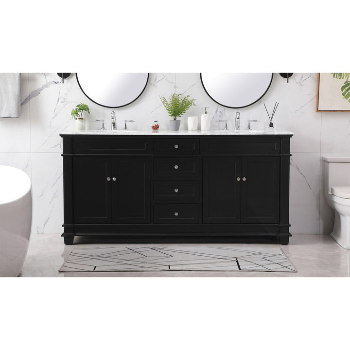 72 Inch Double Bathroom Vanity Set In Black