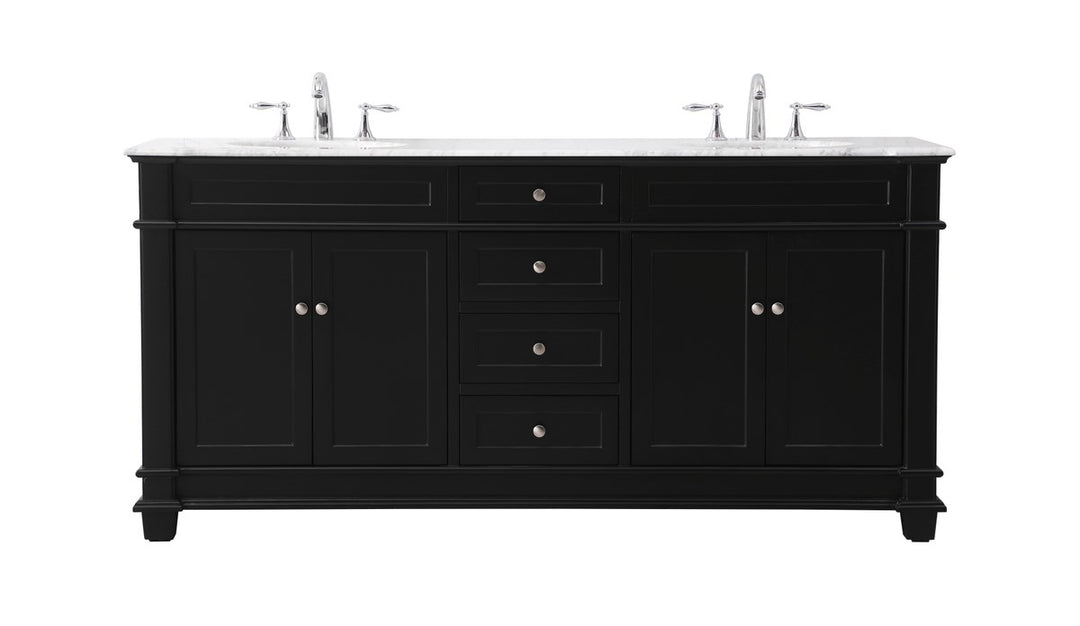 72 Inch Double Bathroom Vanity Set In Black - View 3 - Joshua Marshal