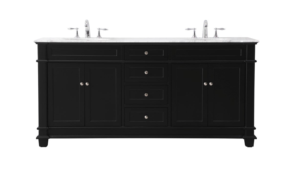 72 Inch Double Bathroom Vanity Set In Black - View 3 - Joshua Marshal