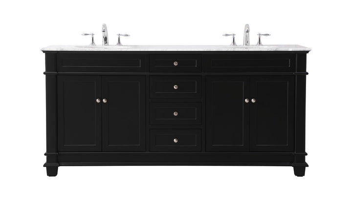 72 Inch Double Bathroom Vanity Set In Black - View 3 - Joshua Marshal