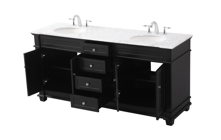 72 Inch Double Bathroom Vanity Set In Black - View 4 - Joshua Marshal
