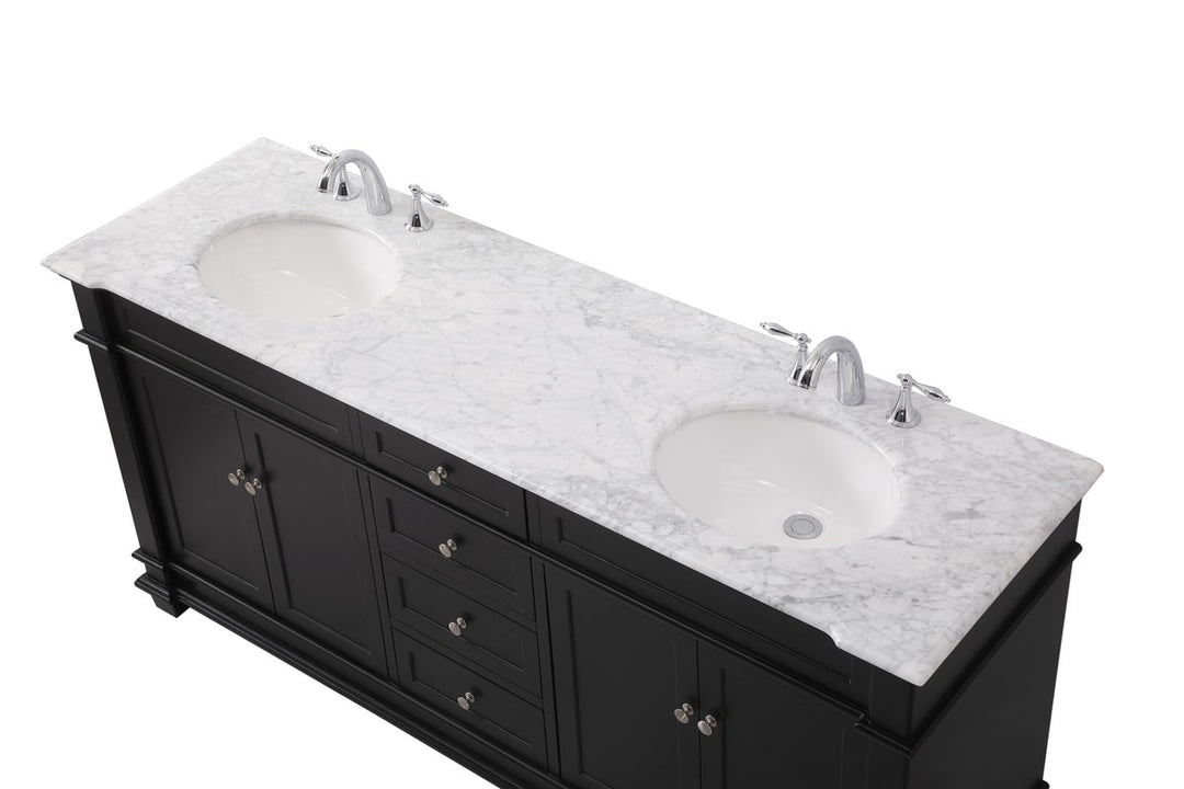 72 Inch Double Bathroom Vanity Set In Black - View 5 - Joshua Marshal