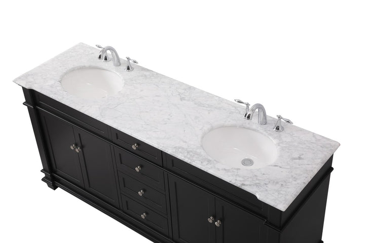 72 Inch Double Bathroom Vanity Set In Black - View 5 - Joshua Marshal