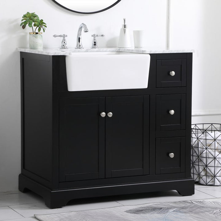 36 Inch Single Bathroom Vanity In Black Black Finish - KITCHEN & BATH by Joshua Marshal